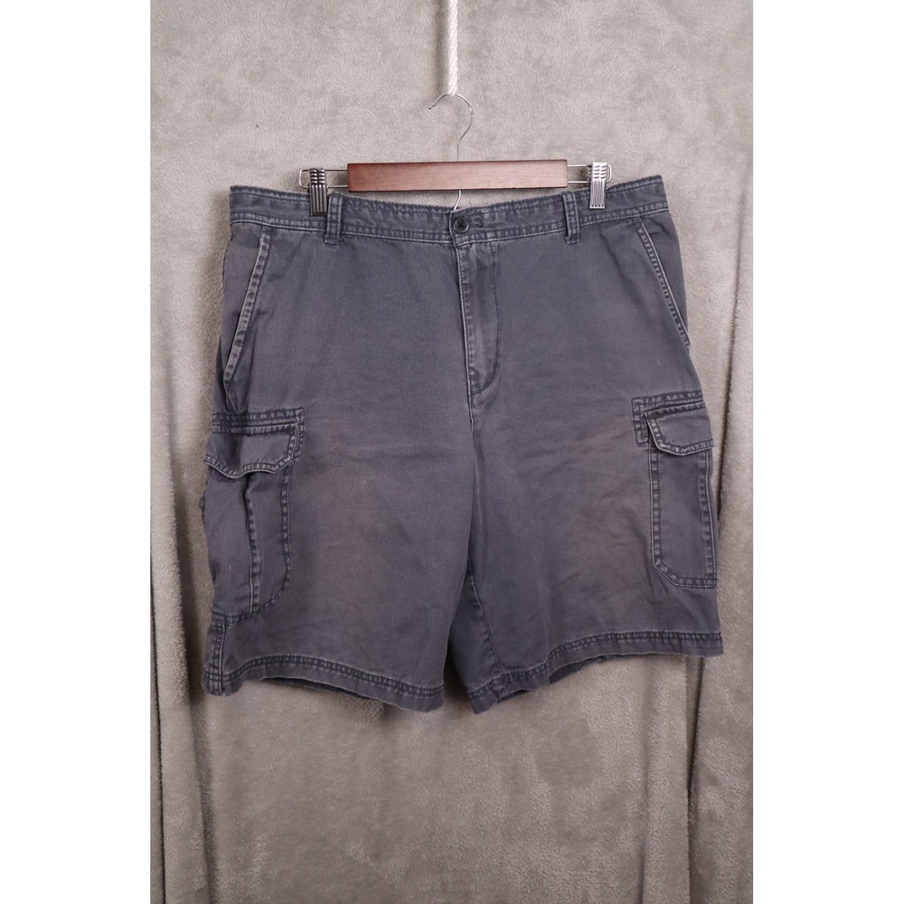 IZOD Mens Cargo Shorts Size 36 Charcoal Gray Cotton Twill Multi Pocket Casual